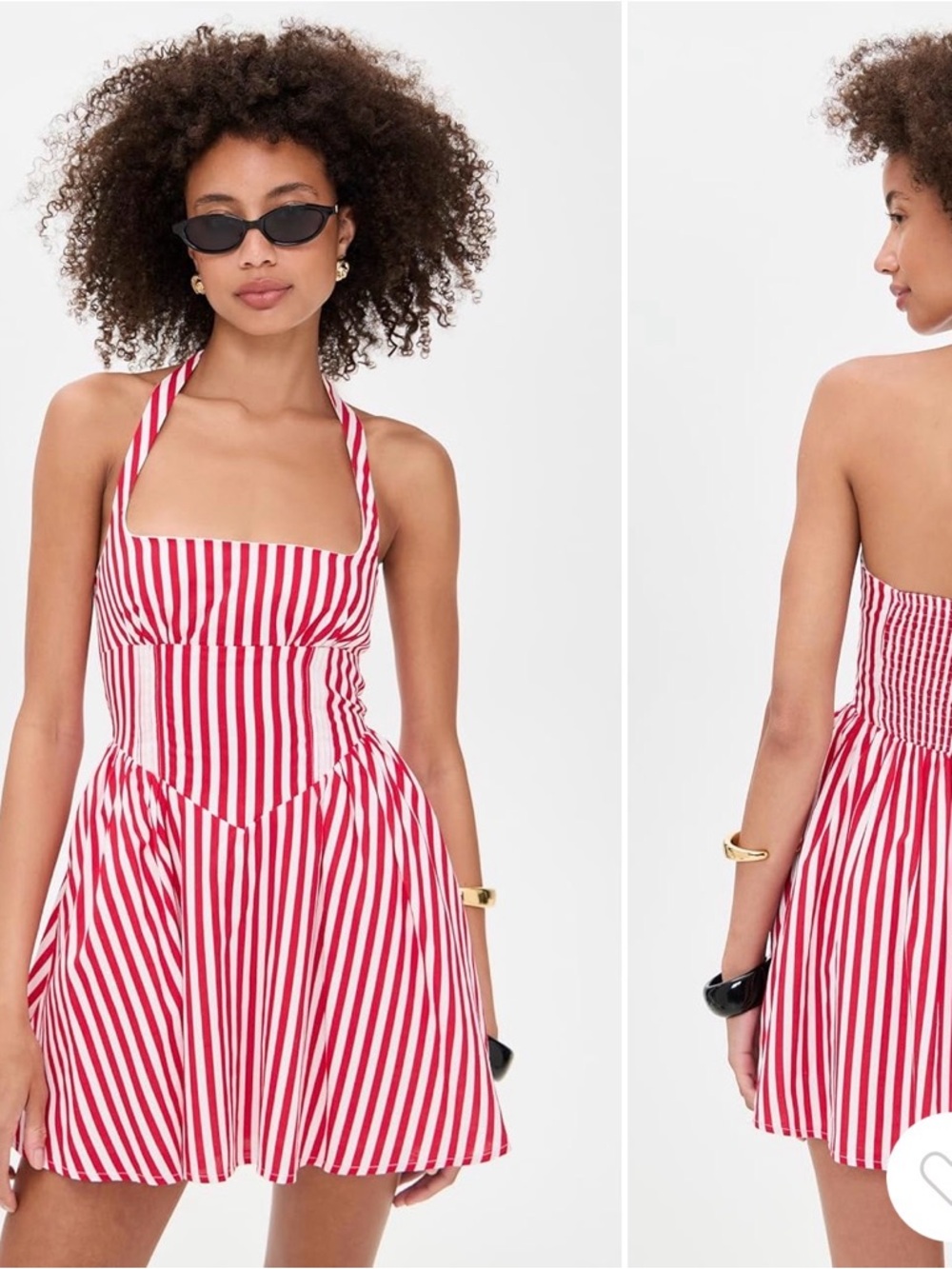 Striped Red Halter Mini Dress